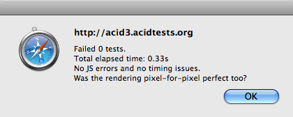 WebKit sur l&rsquo;Acid3 (nouveaux résultats)