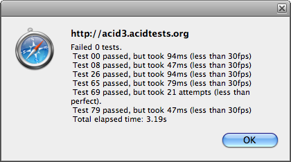 WebKit sur l&rsquo;Acid3 Animation (anciens résultats)