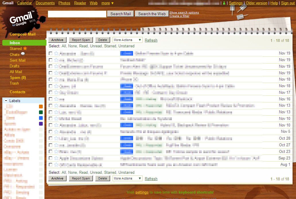 GMail ajoute des thèmes!!!