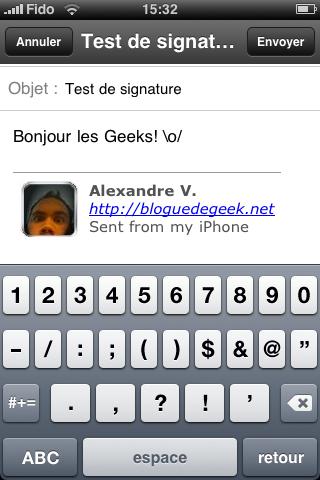 Signature XHTML/CSS sur le iPhone