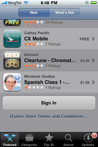 App Store et compte iTunes 3.0b4 1