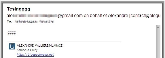 Gmail avec le &ldquo;On Behalf Of&rdquo;