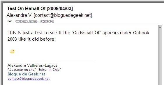 Gmail sans le &ldquo;On Behalf Of&rdquo;