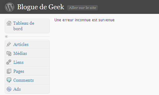 Erreur inconnu sur Surpass Hosting