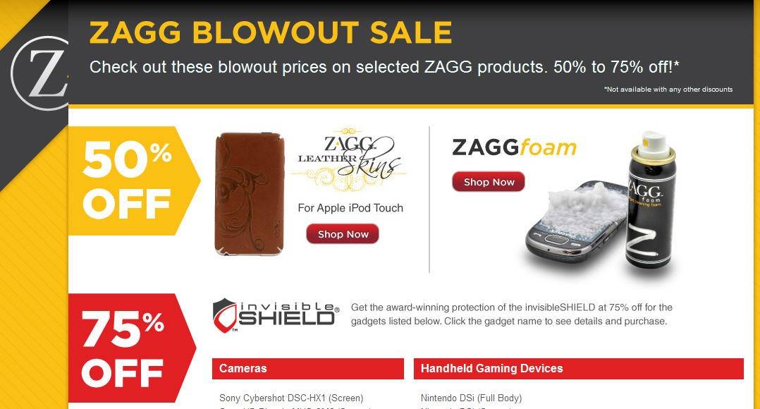 Rabais de 50% et 75% chez ZAGG! [Vente]