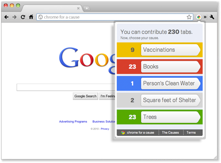 Donnez à des causes charitables grâce à « Chrome for a Cause »