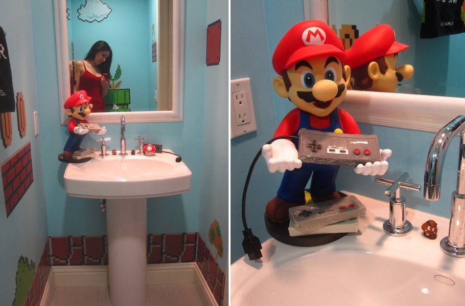Une salle de bain sur le thème de Super Mario Bros.!
