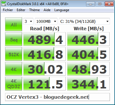 Disque SSD OCZ Vertex 3 [Test]