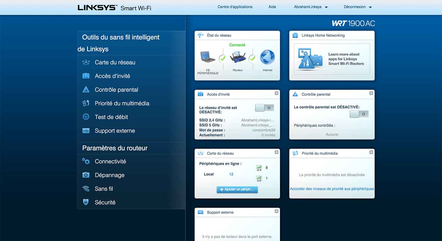 Linksys-WRT1900AC-Routeur-Interface