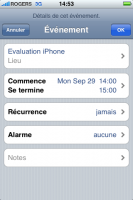 iPhone Calendrier