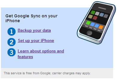 Google Sync pour iPhone