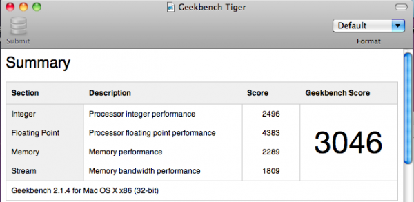GeekBench Tiger 10.4.11