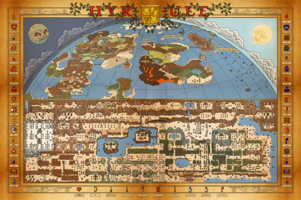 Carte d'Hyrule (Legend of Zelda + Adventures of Link)