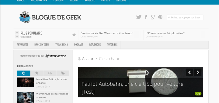 Le Blogue de Geek v.3.0 est en-ligne! Le Blogue de Geek v.3.0 est en-ligne!